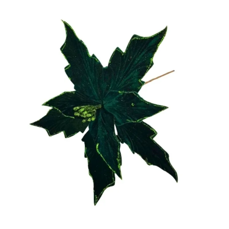 Flor Natalina Poinsétia Tok 33cm Verde Escuro (MP)