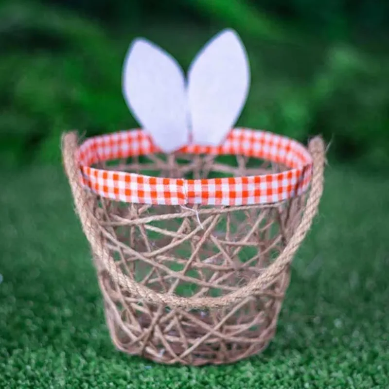 Cesta de Pascoa Vermelha C/ Orelha 16cm