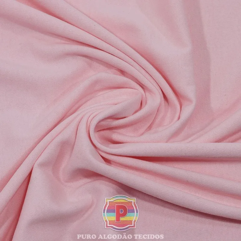 Tecido Malha de Algodão Lisa Cor Rosa