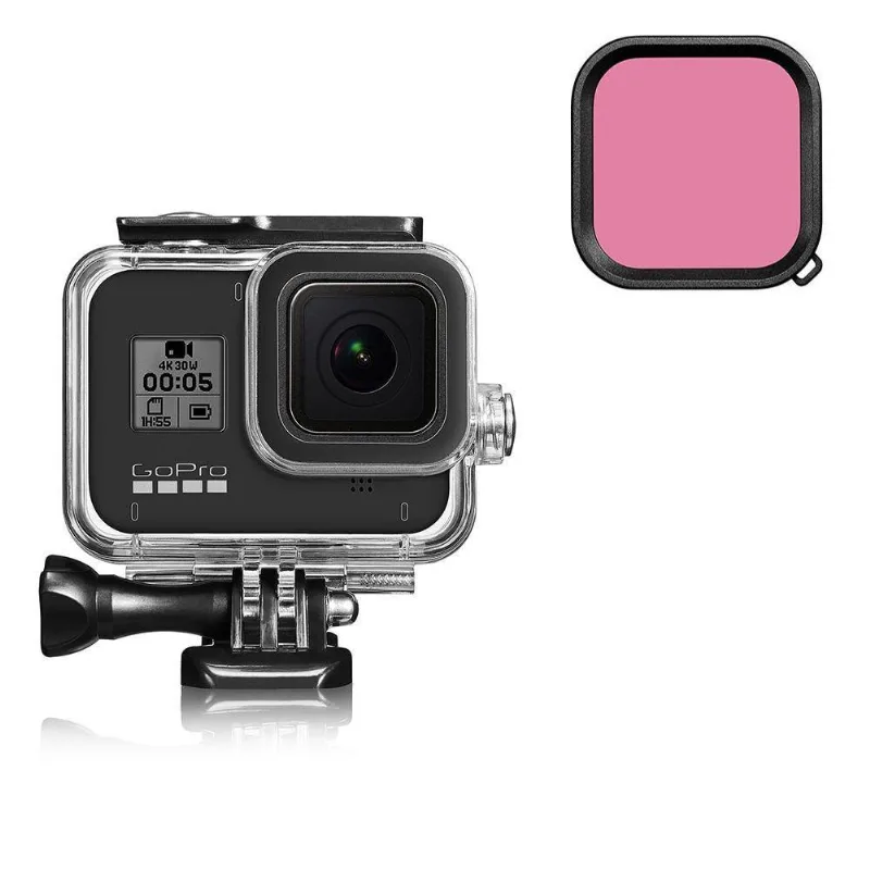 Kit Caixa Estanque Para Gopro 8 + Filtro Vermelho Claro