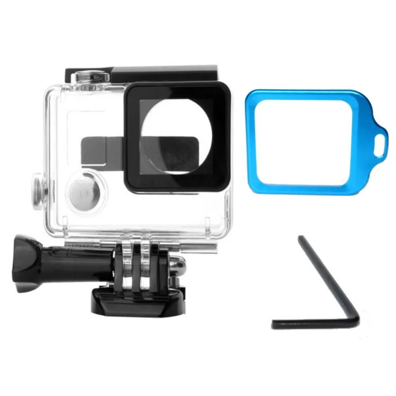 Caixa Estanque Para Gopro 3+/4 + Anel Aluminio Azul