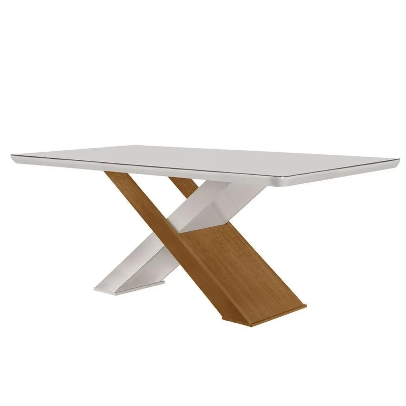 Mesa Sala De Jantar Carol 180cm Em Mdf E Vidro - Moderna - Cama, Mesa E Banho