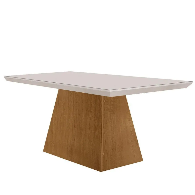 Mesa Sala De Jantar Aida 120cm Em Mdf E Vidro Off White - moderna