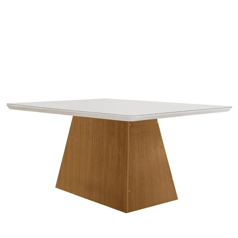 Mesa Sala De Jantar Aida 120cm Em Mdf E Vidro Off White - Moderna