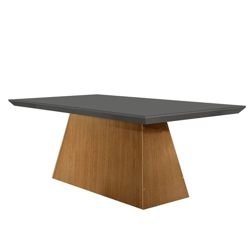 Mesa Para Sala De Jantar Aida 180cm Em Mdf E Vidro Grafite - Moderna
