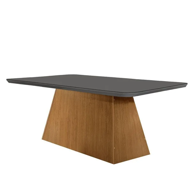 Mesa Sala De Jantar Aida 180cm Em Mdf E Vidro Com Canto Copo - Moderna - Cama, Mesa E Banho
