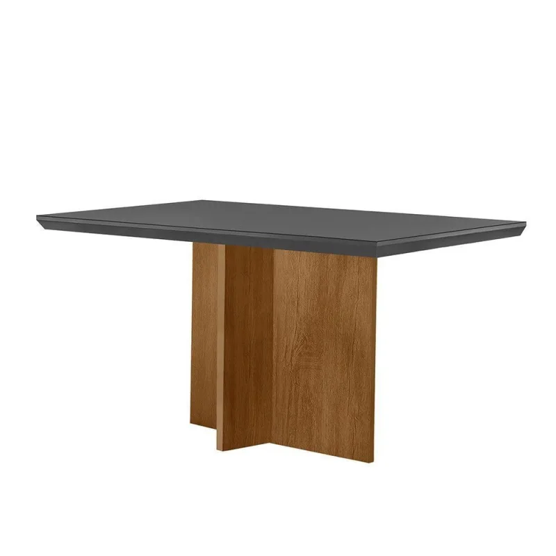 Mesa Sala De Jantar Olimpia 120cm Em Mdf E Vidro Canto Reto - moderna