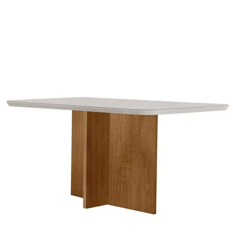 Mesa Sala De Jantar Olimpia 120cm Off White/ Imbuia - Moderna
