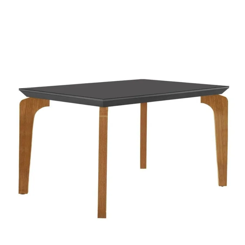 Mesa Para Sala De Jantar Liz 120cm Em Mdf E Vidro Grafite/ Imbuia/ Serig. Grafite - Moderna