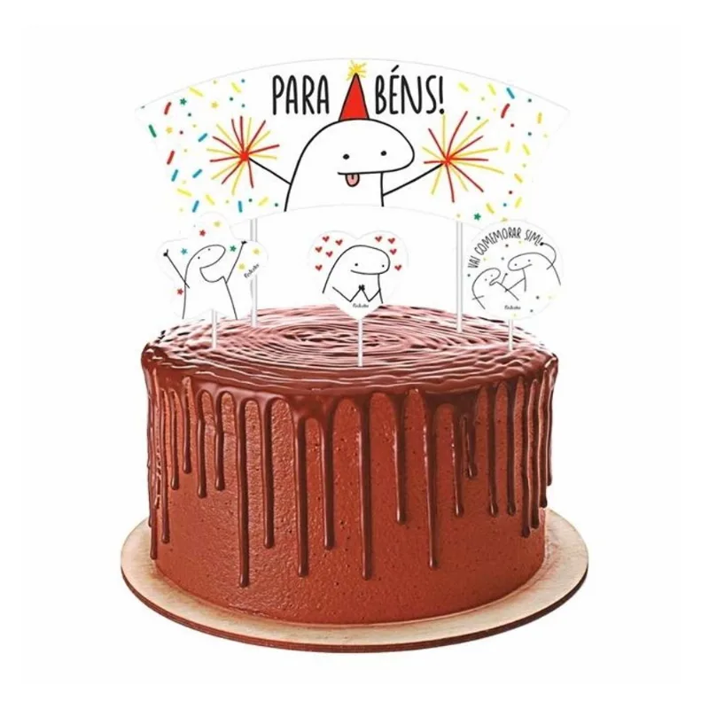 Topo de Bolo Feminino Para Festa de Aniversário Meme Flork