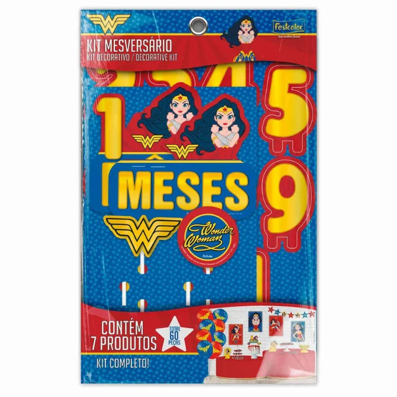 Kit Mesversário Festcolor Mulher Maravilha Kids (MP)