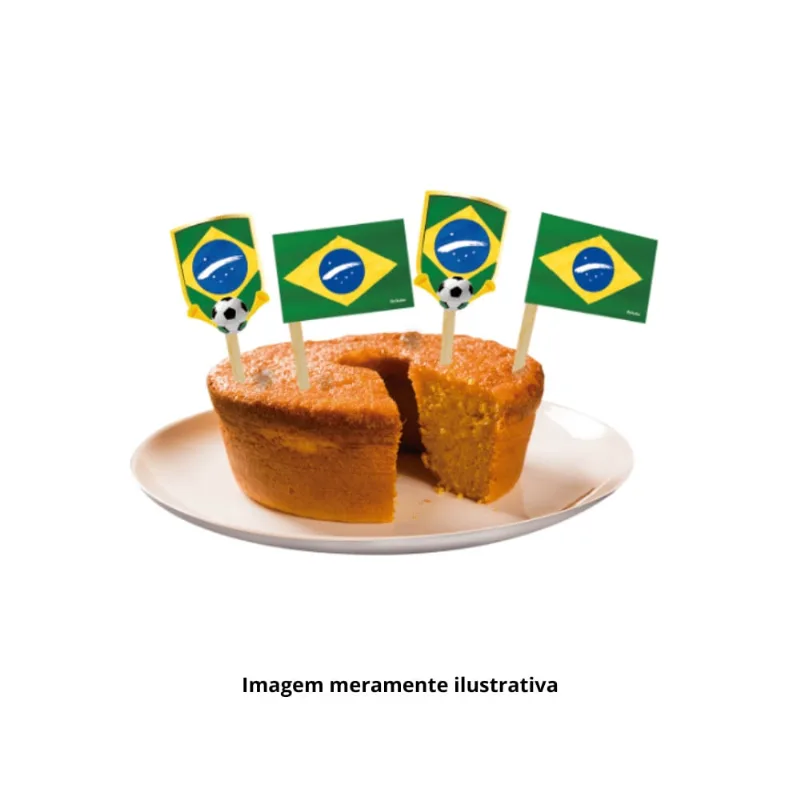 Topper Bandeirinhas p/ Doces Vai Brasil c/ 8unidades Festcolor