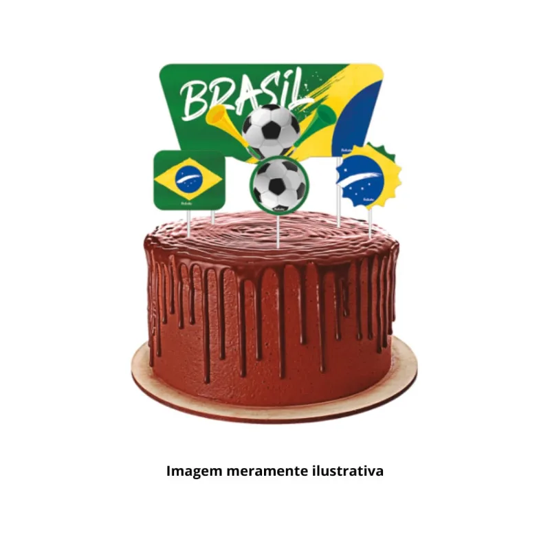 Topper Decorativo p/ Bolo Vai Brasil Festcolor