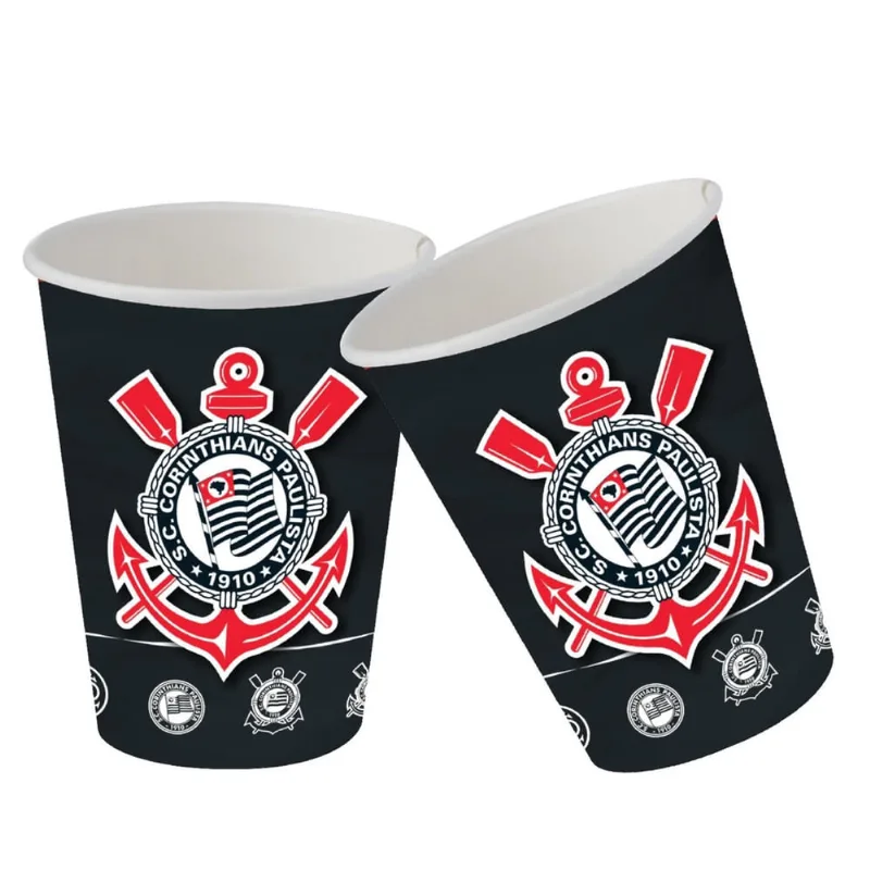 8 Copo Papel 200 Ml Corinthians Festa Infantil Aniversario