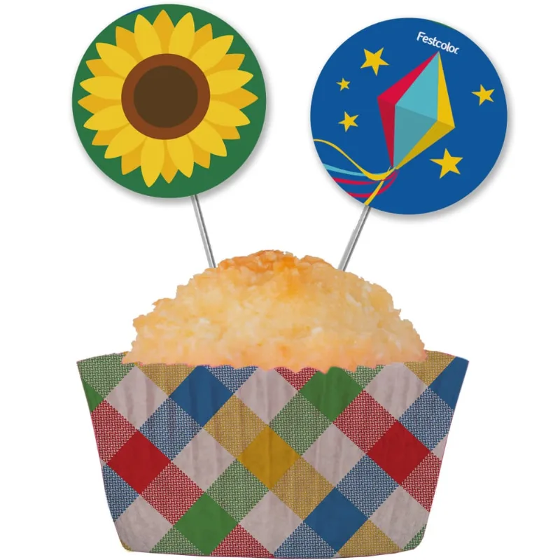 Topper p/ Doces Festa Junina C/8 Festcolor