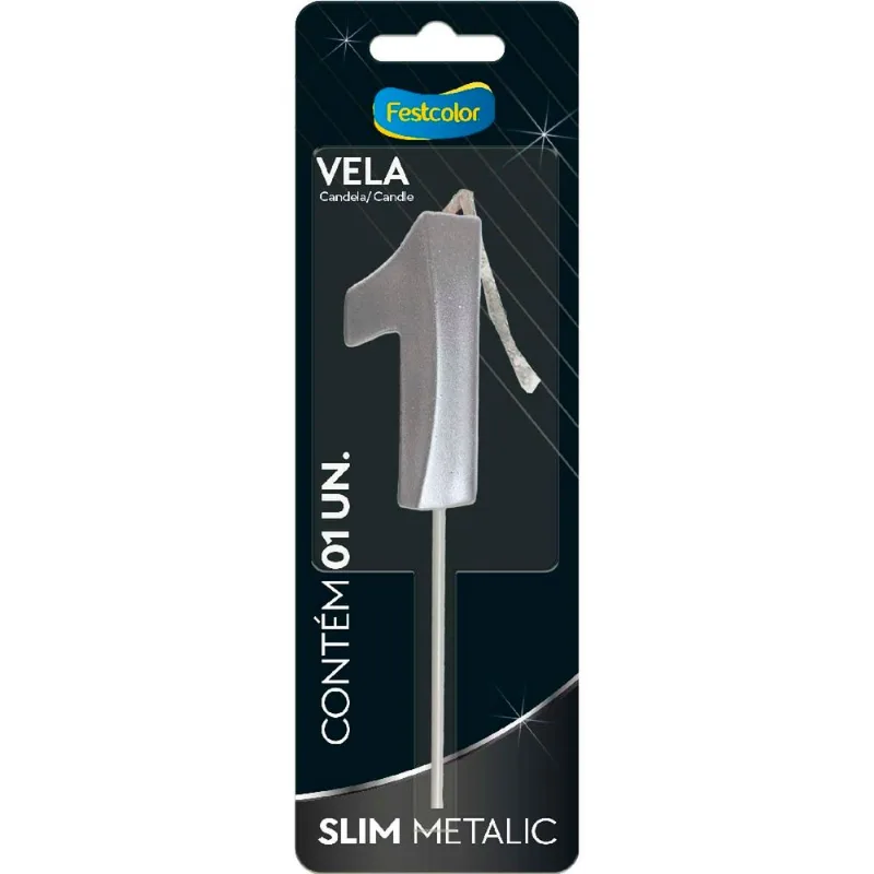Vela Slim Metallic Nº1 Festcolor Prata (MP)