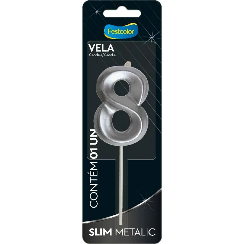Vela Slim Metallic Nº8 Festcolor Prata (MP)
