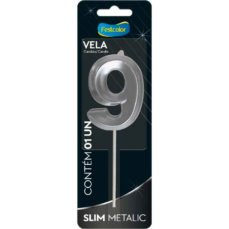 Vela Slim Metallic Nº9 Festcolor Prata (MP)