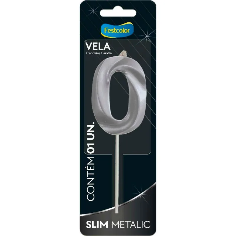 Vela Slim Metallic Nº0 Festcolor Prata (MP)