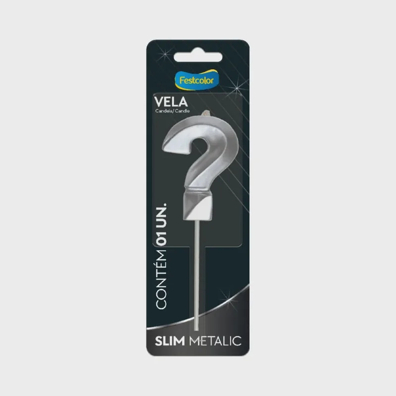 Vela Slim Metalic Prata Interrog. Festcolor