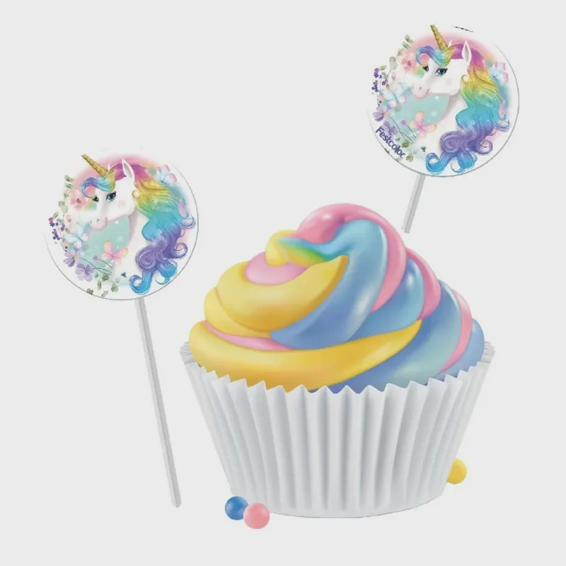 Topper p/ Doces Unicornio C/8 Festcolor