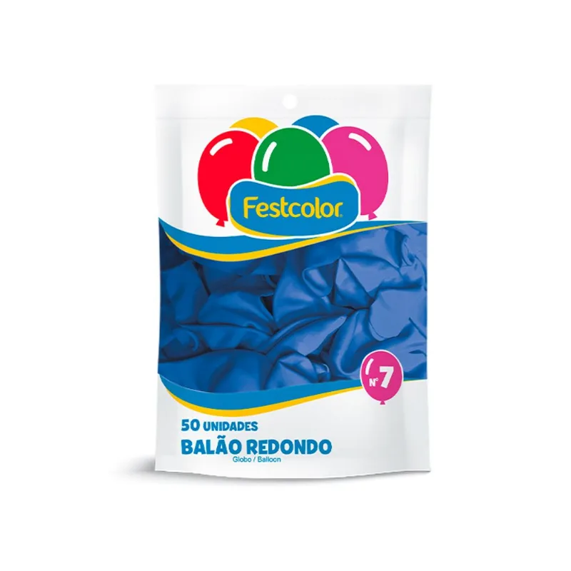 Balão Festcolor Liso Azul Escuro N.7 50un