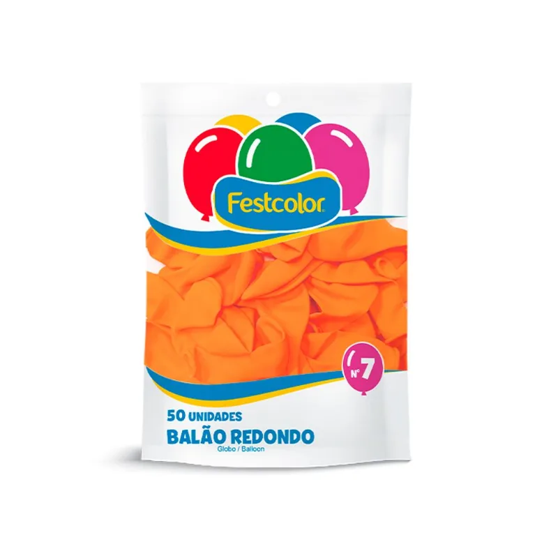 Balão Festcolor Liso Laranja N.7 50un