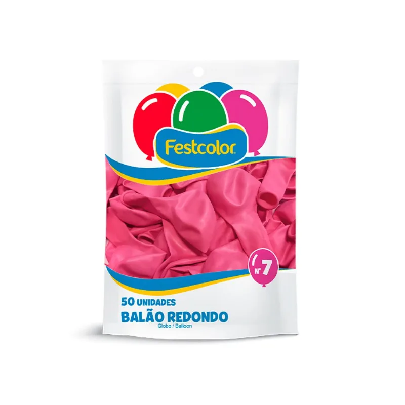 Balão Festcolor Liso Rosa Escuro N.7 50un