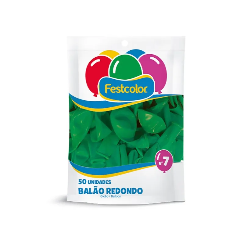 Balão Festcolor Liso Verde N.7 50un
