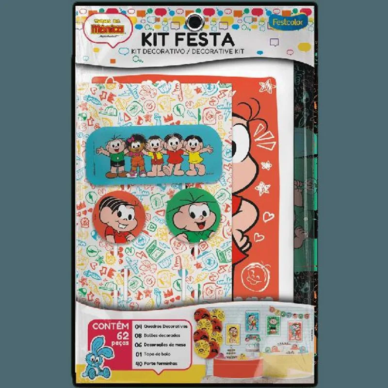Kit Decorativo Turma da Mônica 62 Peças para Festa Infantil