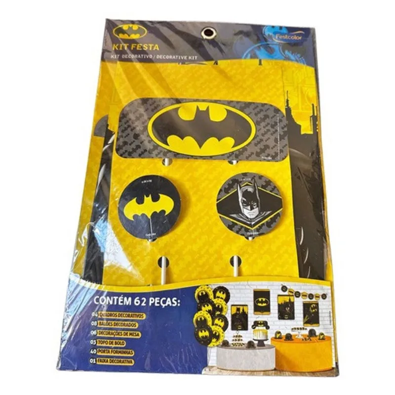 Festa Batman Kit Decorativo Só Um Bolinho 62 Peças Licenciad