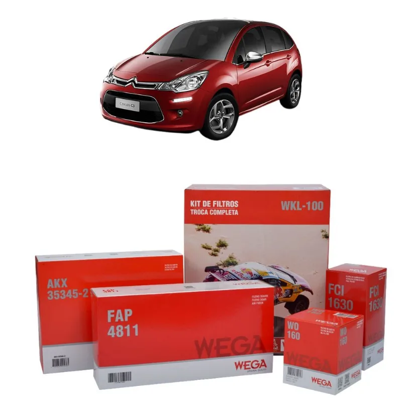 Kit De Filtros Wega Citroen C3 1.2 12v 3c 2016 Até 2021