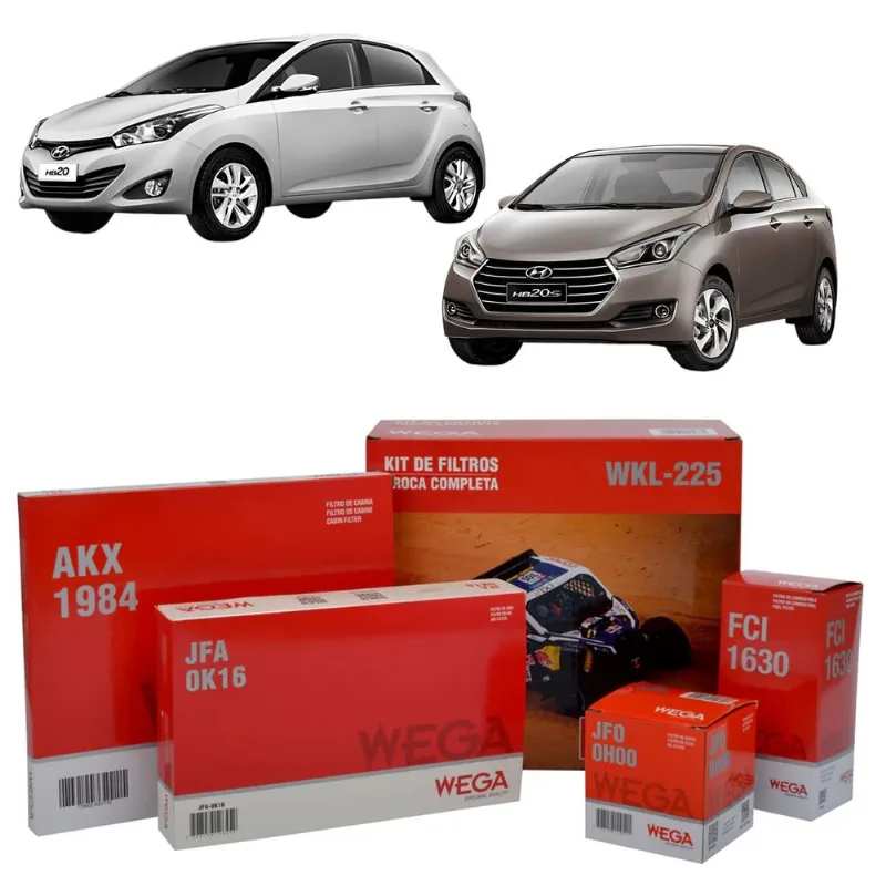 Kit De Filtros Wega Hyundai Hb20 1.0 12v 3c 2012 Até 2024 Kit De Filtros Wega Hyundai Hb20 1.0 12v 3c 2012 Até 2024