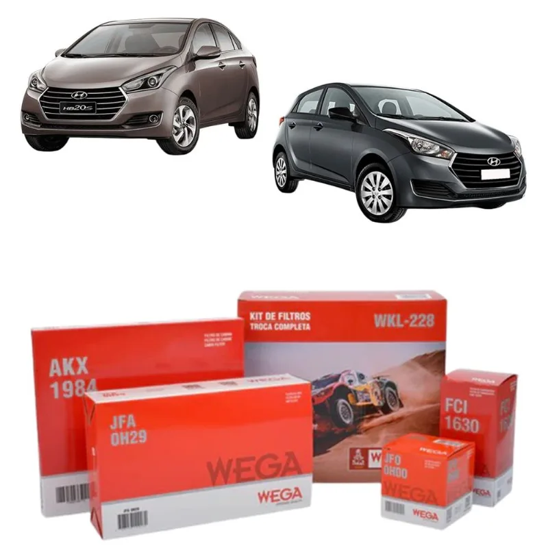 Kit De Filtros Wega Hyundai Hb20 1.0 12v 3c 2016 Até 2019 Kit De Filtros Wega Hyundai Hb20 1.0 12v 3c 2016 Até 2019