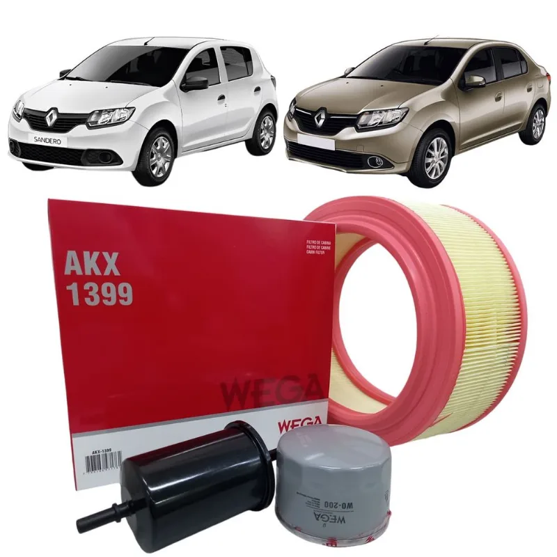 Kit De Filtros Wega Renault Logan E Sandero 1.6 8v 2014 Até 2017 Kit De Filtros Wega Renault Logan E Sandero 1.6 8v 2014 Até 2017
