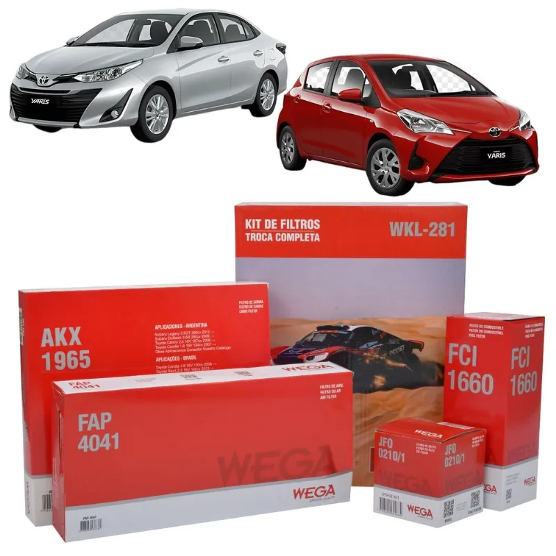 Kit De Filtros Wega Toyota Yaris 1.3 E 1.5 16v Flex 2018 Até 2024 Kit De Filtros Wega Toyota Yaris 1.3 E 1.5 16v Flex 2018 Até 2024
