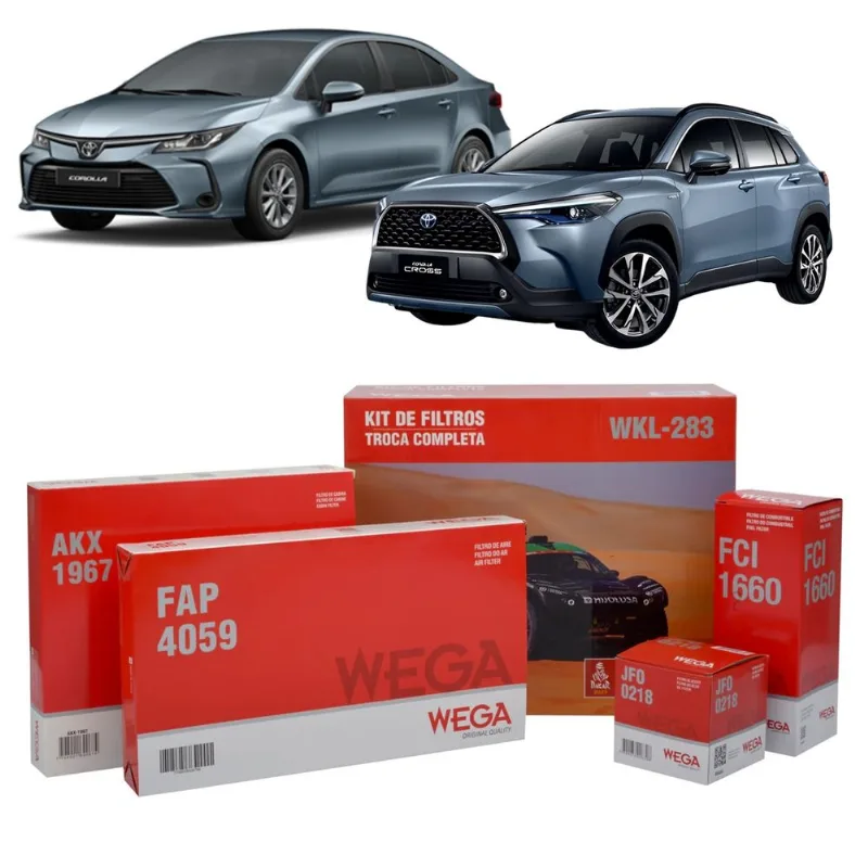 Kit de Filtros Wega Toyota Corolla 2.0 16V Flex 2019 em diante e Corolla Cross 2.0 16v 2021 em diante Kit de Filtros Wega Toyota Corolla 2.0 16V Flex 2019 em diante e Corolla Cross 2.0 16v 2021 em diante