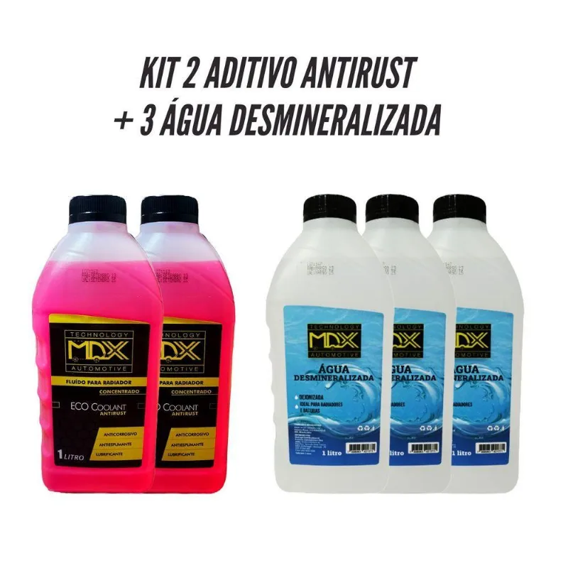 Kit 2 Aditivo Rosa Concentrado Antirust Mdx + 3 Agua Desmineralizada Mdx