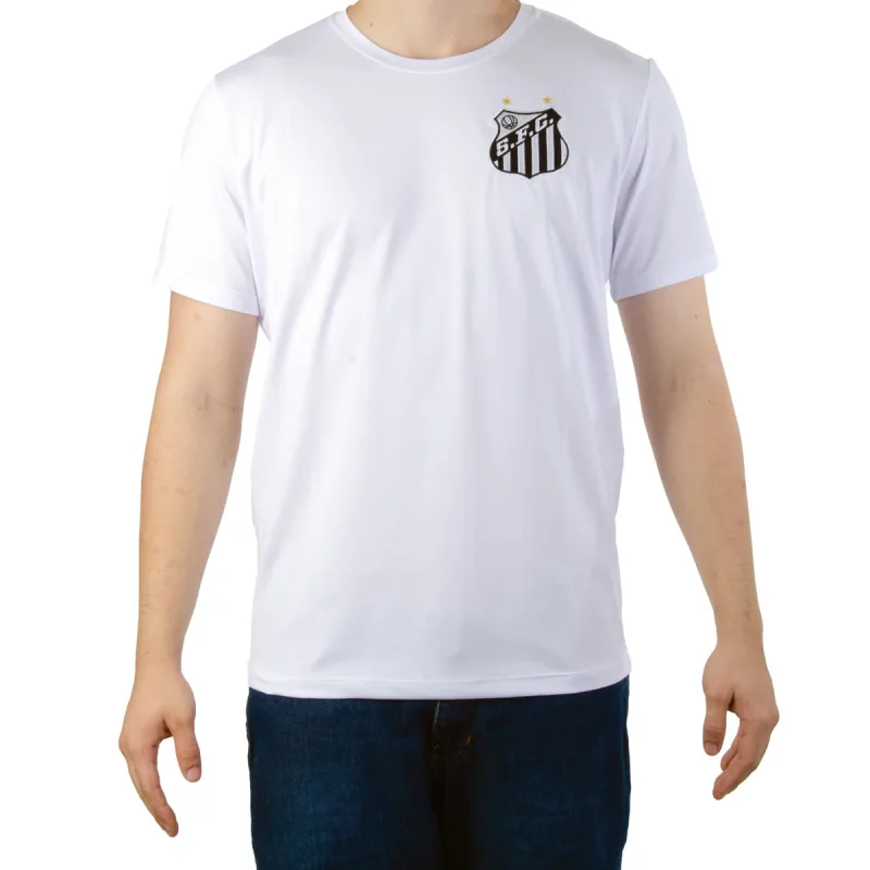 Camiseta Masculina Santos Esportiva Poliéster Branca - Santos