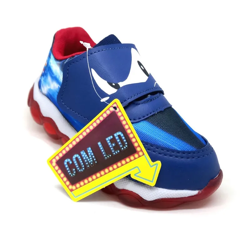 Tenis Infantil Menino Calce Facil Luz de Led que pisca Conforto Sonic Leve Macio