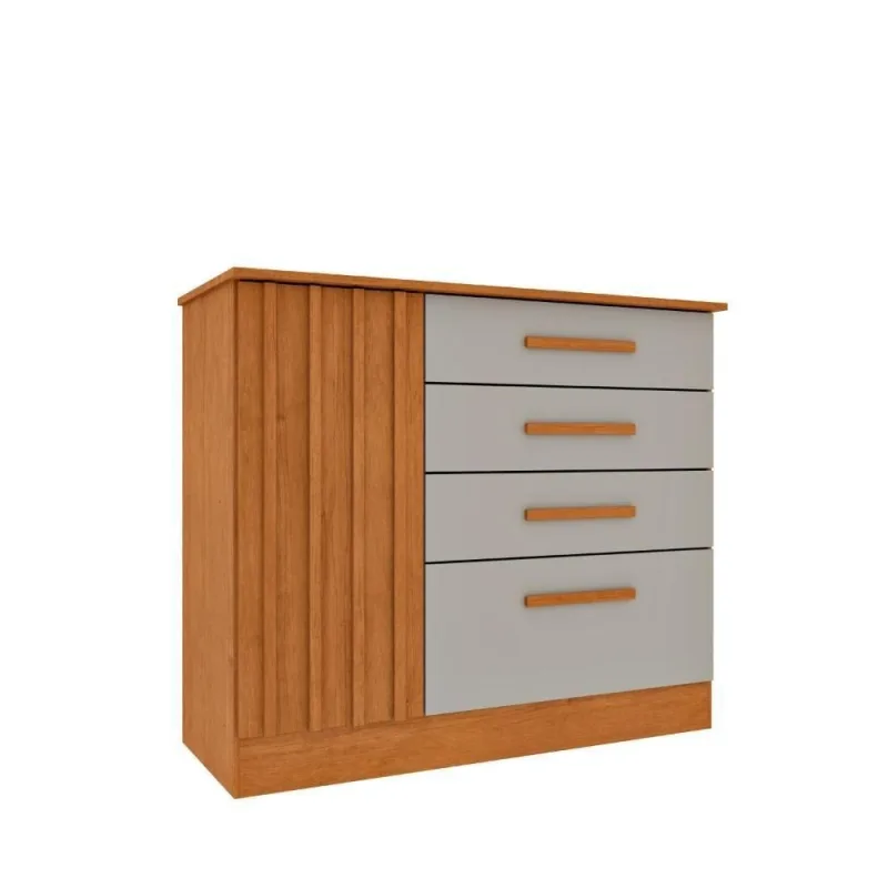 Cômoda Guarani Ripada 4 Gavetas MDF Cinamomo e Off White Tcil Móveis - Tcil Móveis