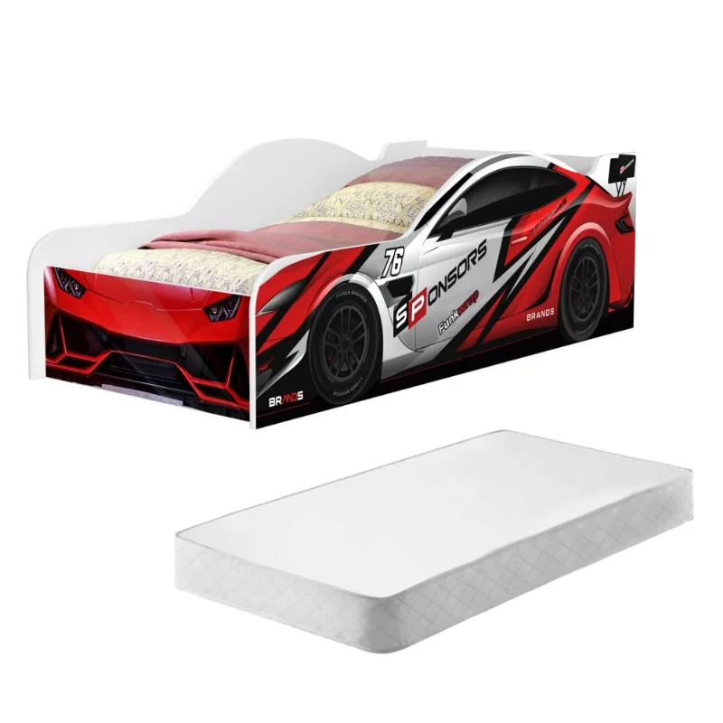 Cama Carro Infantil Vermelho Full com Colchão