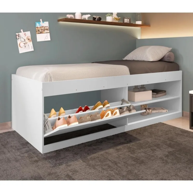 Cama Box Sapateira Tien Branco Com Colchão - OUTRAS