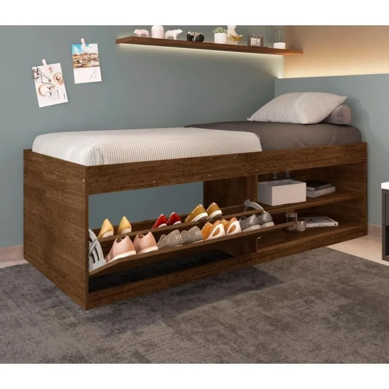 Cama Box Sapateira Tien Malbec Com Colchão - OUTRAS
