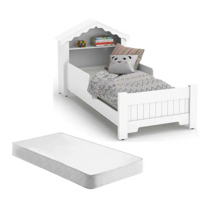 Mini Cama Infantil Princesa Branco com Colchão