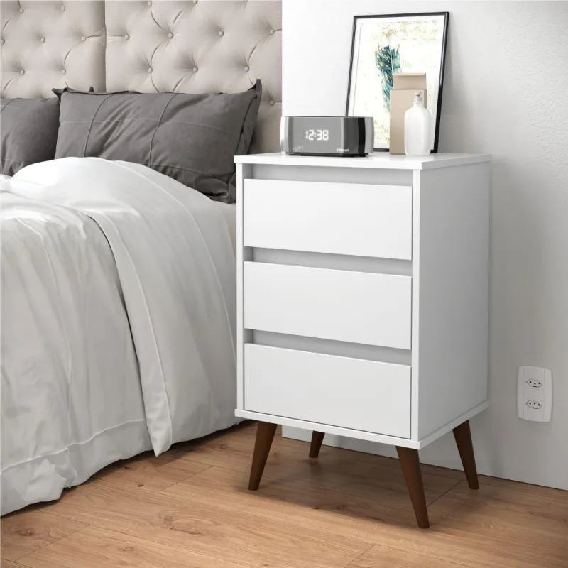 Mesa De Cabeceira Mundo Retrô Branco - EJ Móveis