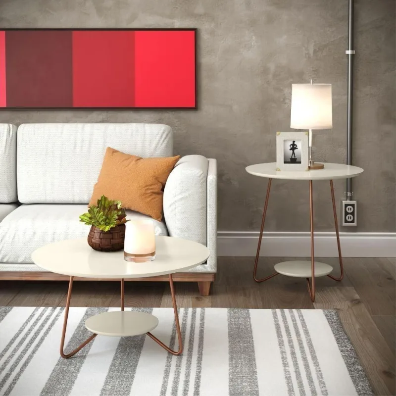 Jogo De Mesa Centro E Lateral Home Off White - OUTRAS - Agro