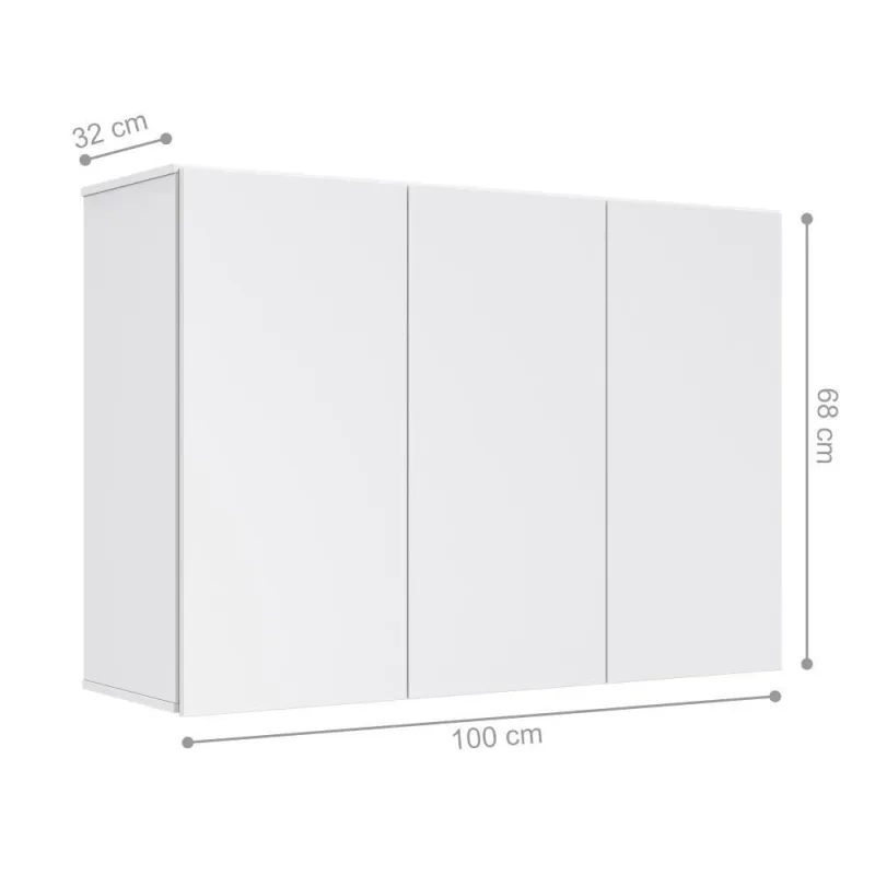 Armário Aéreo Aliex 03 Portas Branco - OUTRAS - Móveis