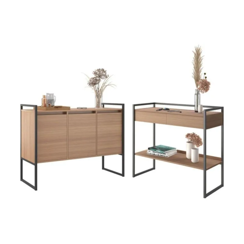 Conjunto Buffet E Aparador Industrial Jade Montana - OUTRAS - Móveis