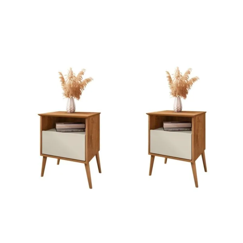 Conjunto De Mesa De Cabeceira Moreira le Off White - OUTRAS